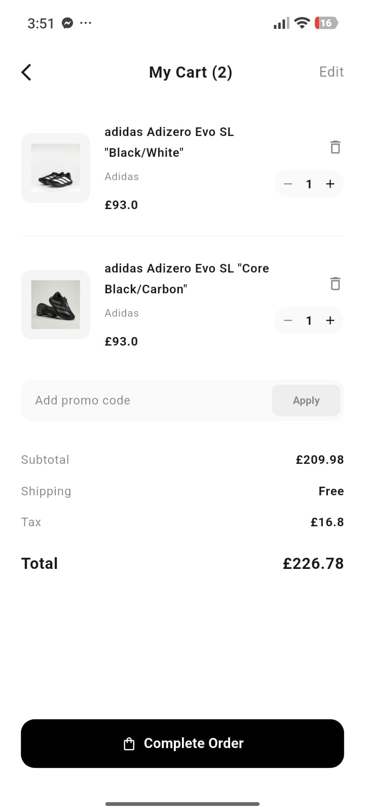 Epic Kicks — Cart