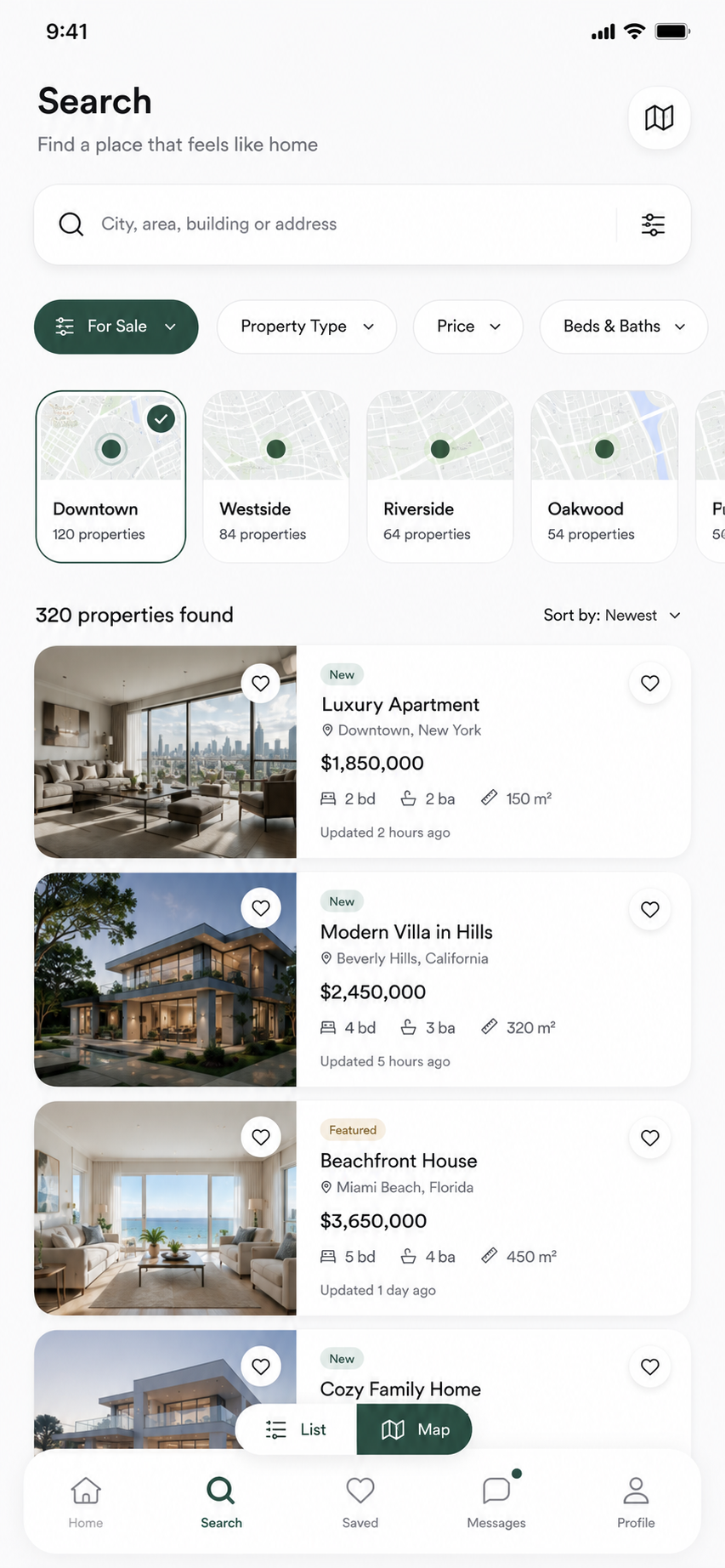 Estate — Search & filters