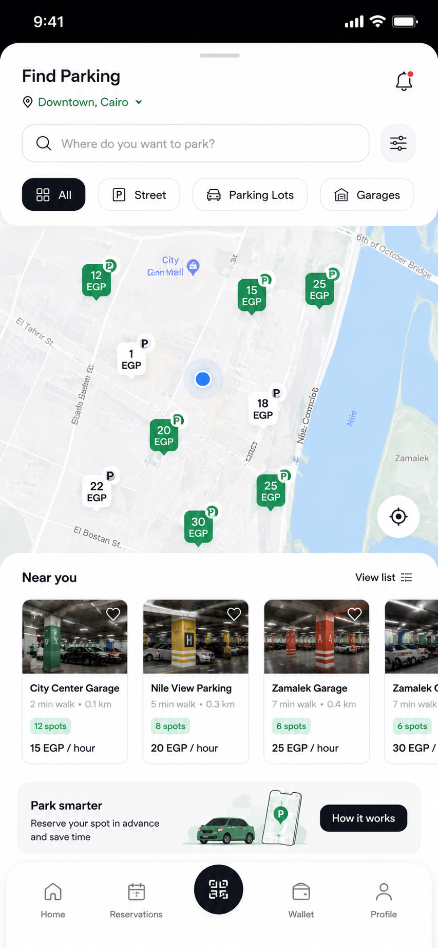 Smart Parking — Find parking · map